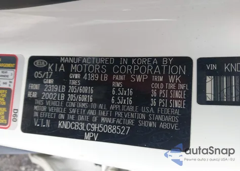 2017 Kia Niro Lx z USA, uszkodzony, nr VIN KNDCB3LC9H5088527